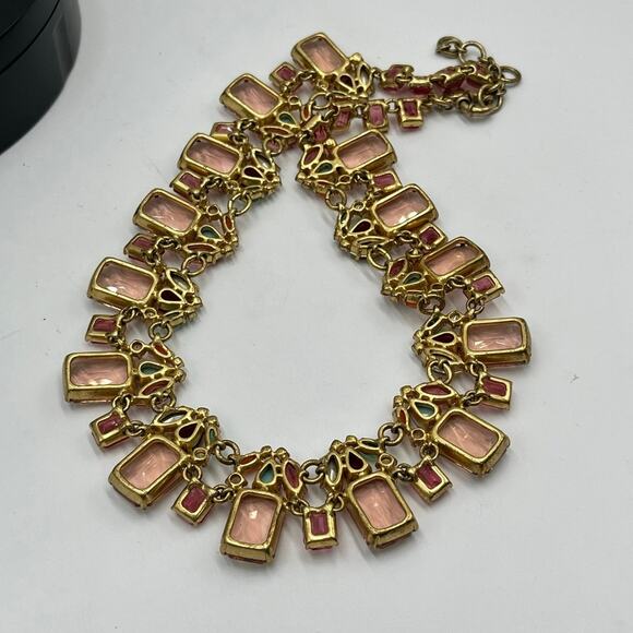J. Crew Cluster Multicolor Emerald-Cut‎ Crystals Jewel-Tone Collar Necklace - Picture 5 of 12